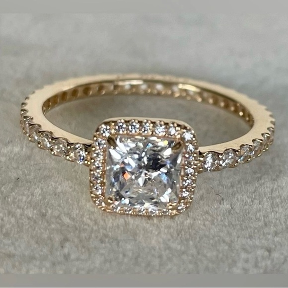 Pandora Jewelry - Pandora Gold Ring with Silver Sparkling Center